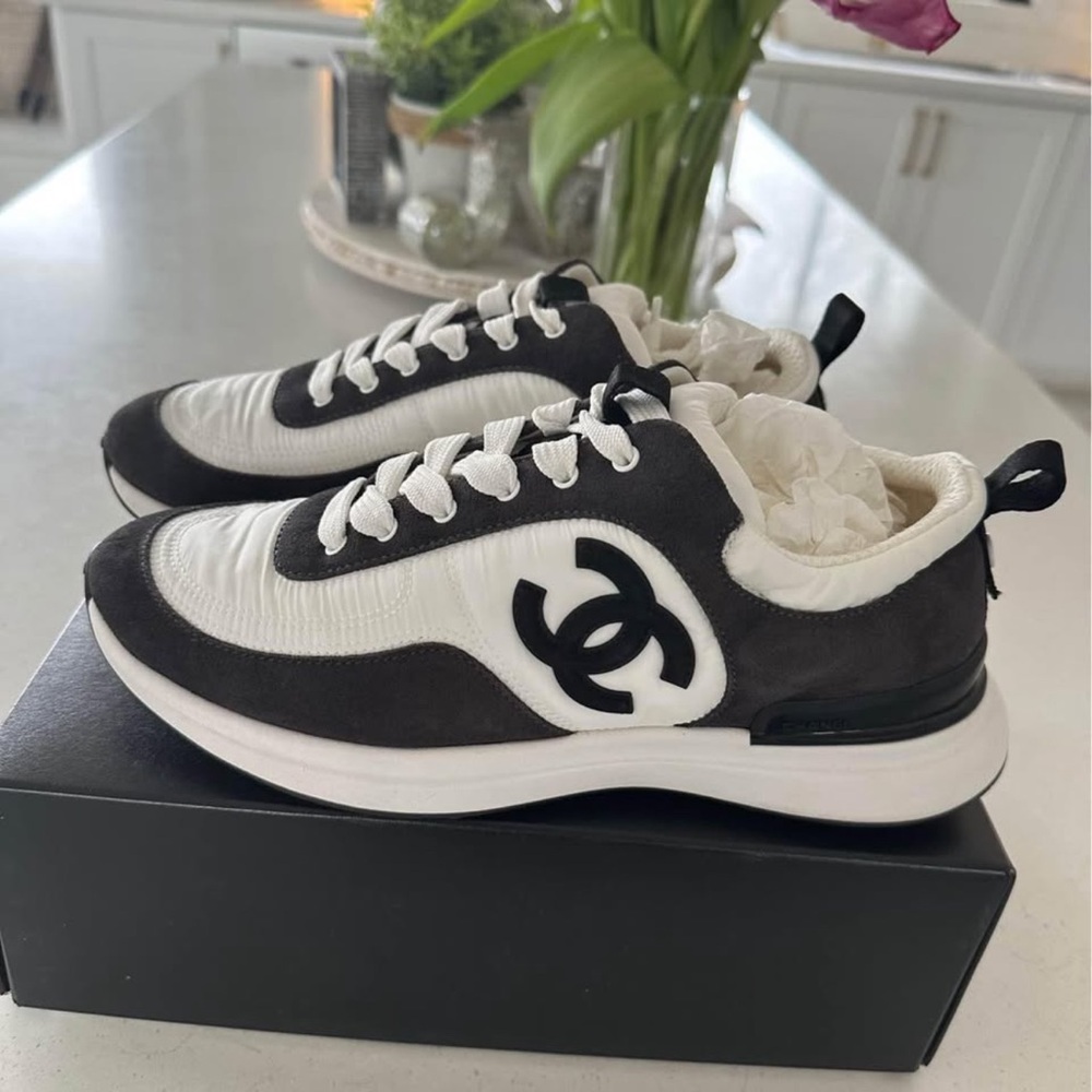 Chanel Black and White Sneakers